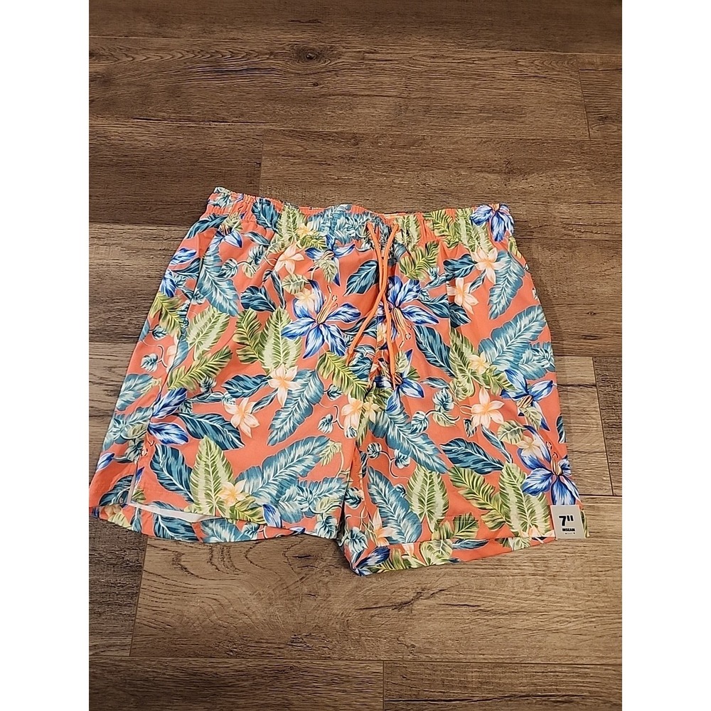 George Above‎ the Knee Swim Shorts Coral Tropical Bloom Floral Size Large